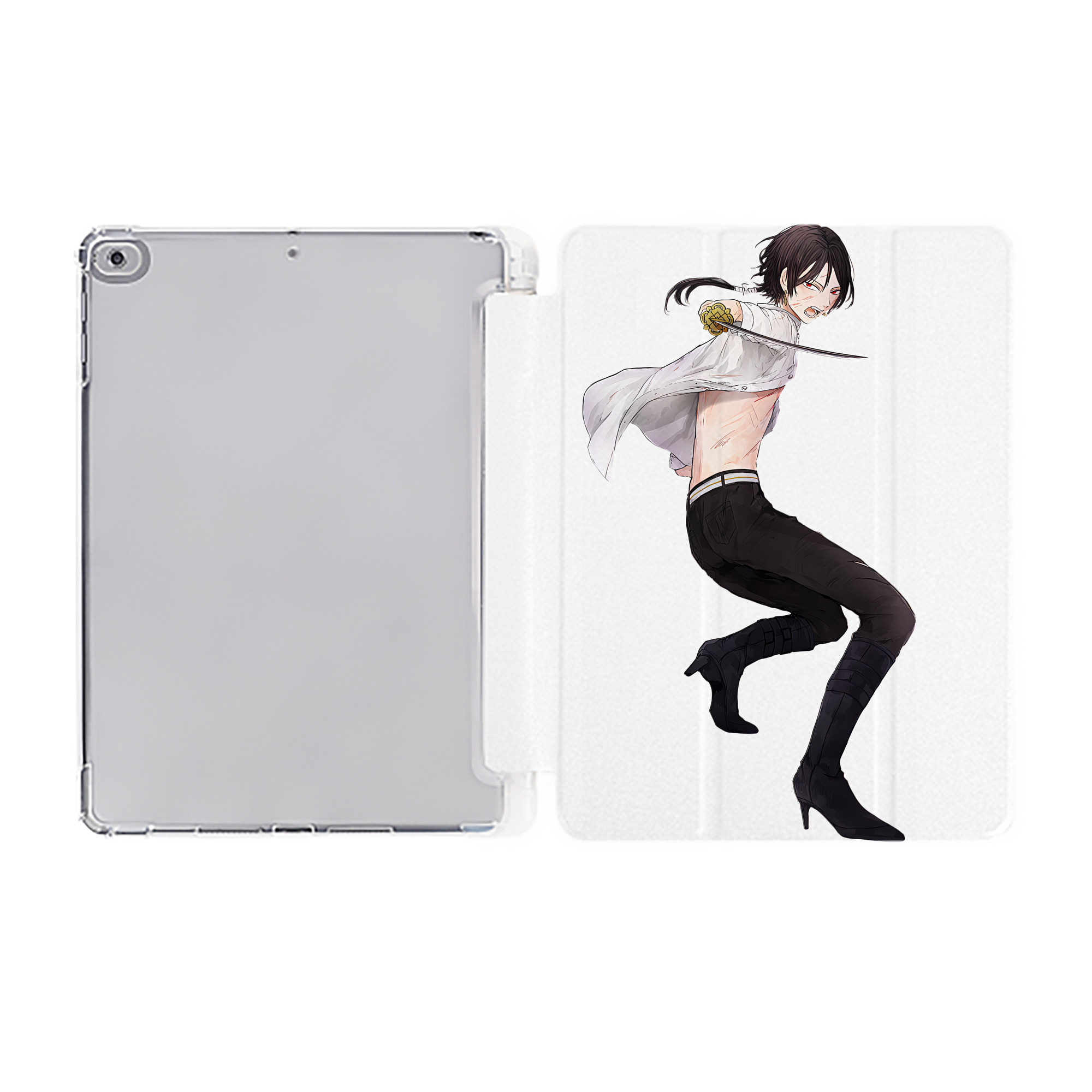 （画像用） 刀剣乱舞 Touken Ranbu IPad ケース ペン収納付き 三つ折りスタンド PUレザー×シリコン 対応機種9.5/10.5/10.9インチ